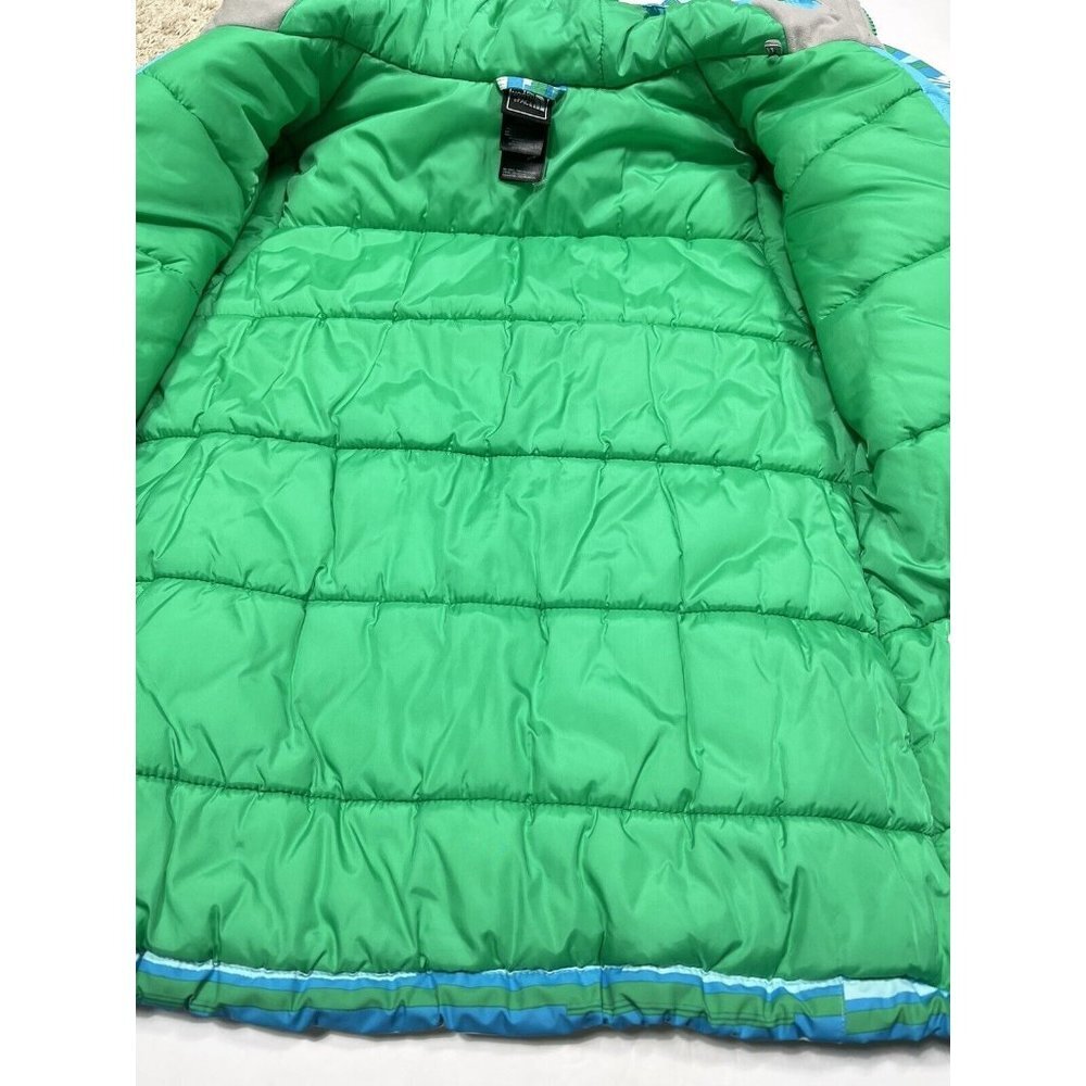 The North Face Jacket Girl Large 14/16 Green Blue Hooded Jacket Parka Winter Ski - Picture 10 of 15